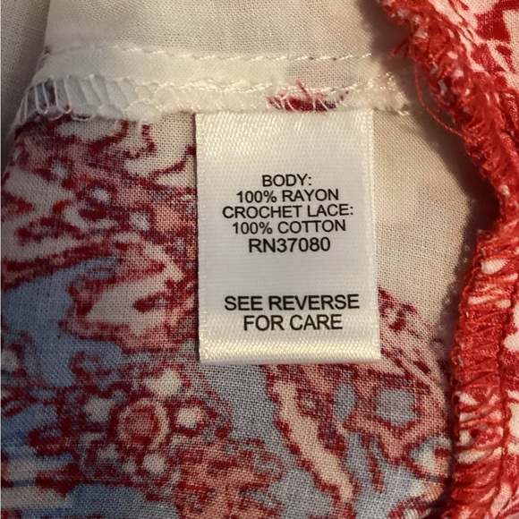 Plus Size, Cato Red and White Patterned Blouse, 3X - Picture 9 of 10